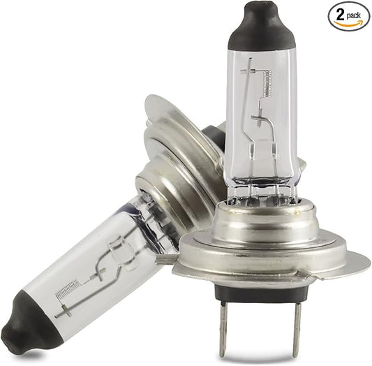 H7 Halogen Headlight Bulb - 55W High/Low Beam Fog Light Replacement,Halogen Light Bulbs,Universal Lighting Accessories for 12V Vehicles with base H7 socket,Not fit 24V Vehicles,Pack of 2