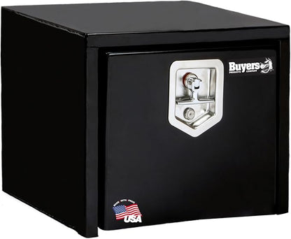 Buyers Products 1703349 Black Steel Underbody Truck Tool Box – 14 x 12 x 18 Inch - Truck Bed & Underbelly RV Storage Box, Locking T-Latch, Weather-Resistant, Heavy-Duty Flatbed Job Box, Made in USA