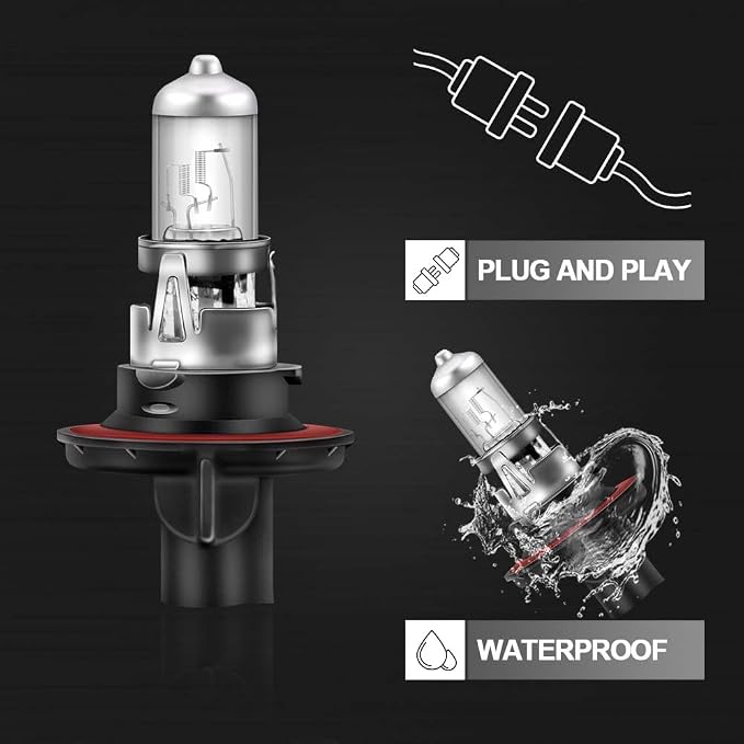 WinPower H13 9008 Halogen Headlight Bulb, Super Bright Warm White 55W/60W 4300K Car High Low Beam Replacement Lamp, Pack of 2
