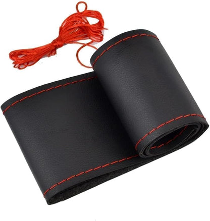 AUTOXBERT 38cm/15 Inch Hand Sewing Steering Wheel Cover Breathable Anti-Slip Leather Steering Wheel Cover for Nissan Qashqai Toyota Camry RAV4 VW Golf