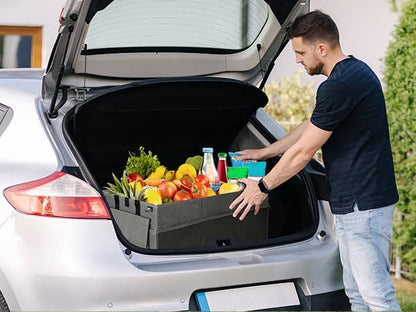 MIU COLOR Trunk Organizer for Car, 12 Pockets Sturdy Car Organizer for SUV, Non-Slip Bottom, Folded Trunk Storage Organizer for Sedans, Van, Jeep, Grocery, Large 3 Compartments, Dark Gray 32"×13"×10"