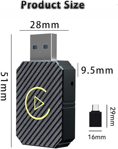 CarPlay Adapter for Hyundai Tucson 2016 2017 2018 2019 2020 2021 2022 2023 2024, Plug and Play CarPlay Dongle, Fast Auto Connect, 2-in-1 CarPlay Converter for iPhone & Android with USB/Type C Port