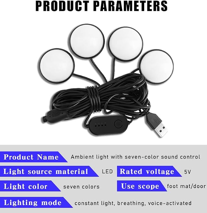 Car Interior LED Lights,Car Accessories, Automotive Ambient Neon Light Kit with USB Port, Gifts for Men and Women, 4 in 1 Decoration Lights for Car, Garden, Home, Party (RGB Colorful)