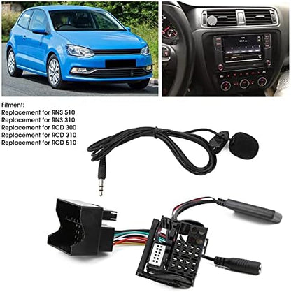 Acouto for RCD 510 Bluetooth Module, Car Microphone with AUX Bluetooth Adapter for RNS 310 510 for RCD 300 310 510, Microphone Adapter Auxiliary Audio Wire 150cm/59in Length Replacement