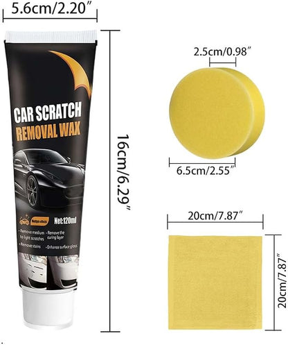 Car Scratch Repair Wax with Sponge and Towel, 2026 New Upgrade Car Scratch Remover Wax, Automotive Scratch Repair, Professional Car Paint Repair Compound for Deep Scratches (120g)