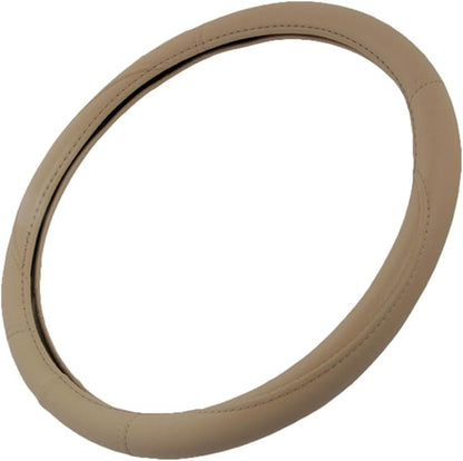 BDK Ergonomic Grip Steering Wheel Cover - Leather Performance Grip for Standard Size Wheels 14.5-15 inch Beige