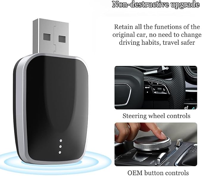 Carplay Adapter for Jaguar XE/XF/XJ 2017 2018 2019 2020 2021 2022 2023 2024, Plug & Play Auto Connection Car Multimedia USB Adapter Stable Data Link Retains Original Car Screen and Buttons