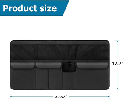 Mandark Car Trunk Organizer, Large Capacity Vehicle Backseat Hanging Storage Bag with 9 Pocekt, Space Saving Auto Seat Back Cargo Organizing Accessories, Universal for SUV, Truck, Van (Black)