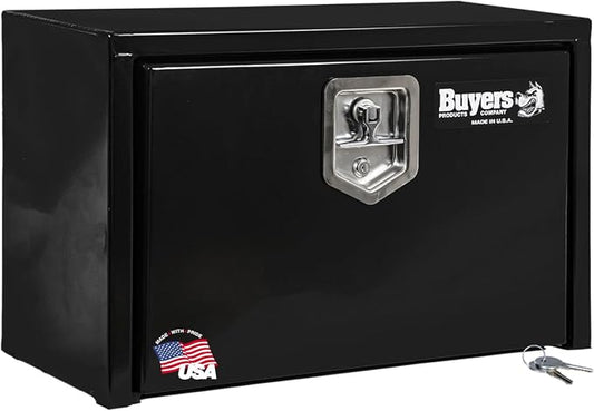 Buyers Products 1703312 Black Steel Underbody Truck Tool Box – 15 x 10 x 24 Inch - Truck Bed & Underbelly RV Storage Box, Locking T-Latch, Weather-Resistant, Heavy-Duty Flatbed Job Box, Made in USA