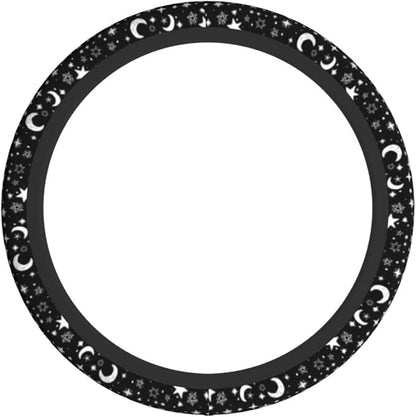 Black and White Star Moon Steering Wheel Covers Non Slip Neoprene Steering Wheel Protector Cover Universal 15 Inch for Men Women Car Truck