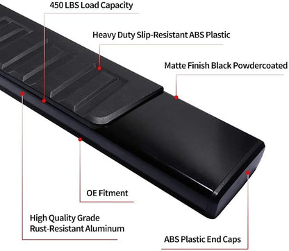 YITAMOTOR Running Boards 6 inches OE Style Aluminum Side Steps, Nerf Bars, Compatible with 2007-2018 Chevy Silverado/GMC Sierra 1500 & 2007-2019 2500HD/3500HD Crew Cab (Gas Engine ONLY), Black