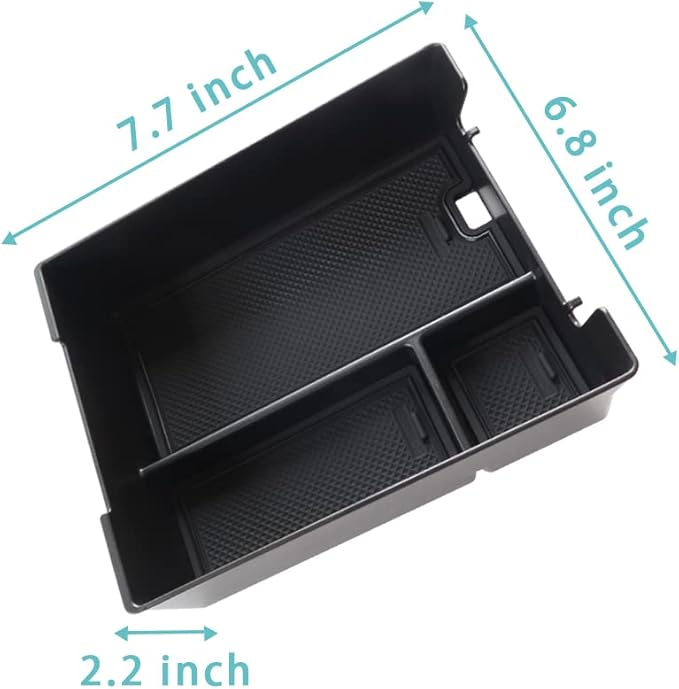 BestEvMod for Rivian R1T & R1S Accessories Center Console Organizer Tray Armrest Storage Box ABS Material with PVC Trim Compatible with Rivian R1T/R1S 2022-2025 2026 Accessories(W/O Coin.Black)