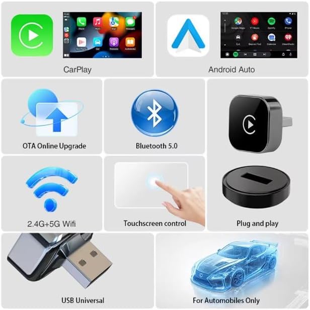 Wireless CarPlay & Android Auto Adapter - 2026 Upgraded