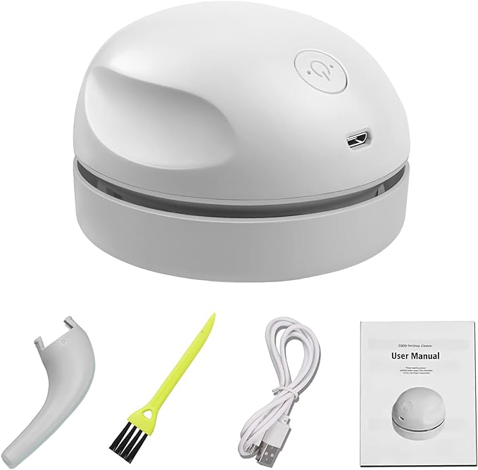 prowithlin Desktop Vacuum Cleaner USB Charging with Vacuum Nozzle Cleaning Brush, Detachable Design & Portable Mini Table Dust Vaccum Cleaners, Cleaning Dust, Crumbs, Piano, Computer, Car Etc(Gray)