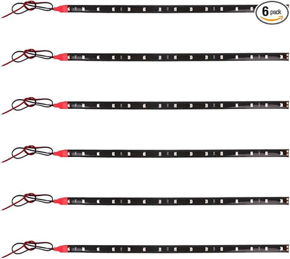 6PCS Car LED Light Strip for Underbody - 1Ft 12V Flexible Waterproof Car Underglow Strip Auto Interior & Exterior Decoration Light - High Brightness LED Strips for Motorcycle Boat (Pink)