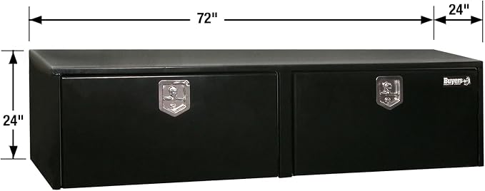 Buyers Products 1704320 Black Steel Underbody Truck Tool Box – 24 x 24 x 72 Inch - Truck Bed & Underbelly RV Storage Box, Locking T-Latch, Weather-Resistant, Heavy-Duty Flatbed Job Box, Made in USA