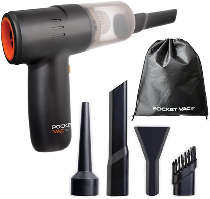 Pocket Vac 2-in-1 Cordless Handheld Vacuum and Blower – Rechargeable, Compact, Portable Mini Vacuum Cleaner for Car, Home, Kitchen, Pet Hair and Crumbs – with Reusable HEPA Filter – Great Gift Idea
