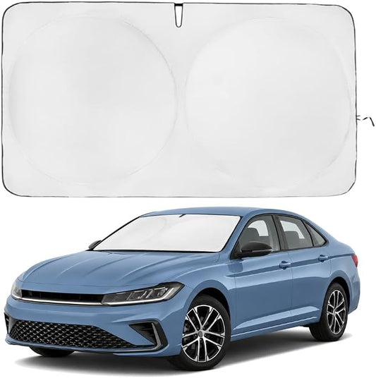 Windshield Sun Shade | Compatible for Volkswagen Jetta (2019-2026) | Certified 99.87% UVB & 99.02% UVA Car Sun Shade. Award Winning Sunshade - Patented Technology | Car Shades by Kinder Fluff