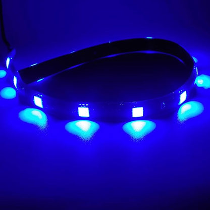 DC 12V Waterproof 1Ft 12 LED Strip Underbody Light with 6 inches Wires for Motor (Blue,Pack of 6)