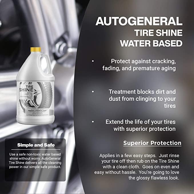 AutoGeneral - Tire Shine - Water-Based Cleaner - High-Gloss Tire Dressing - Protects Against Cracking, Fading and UV Effects - Industrial Strength - 5 Gallon Pail