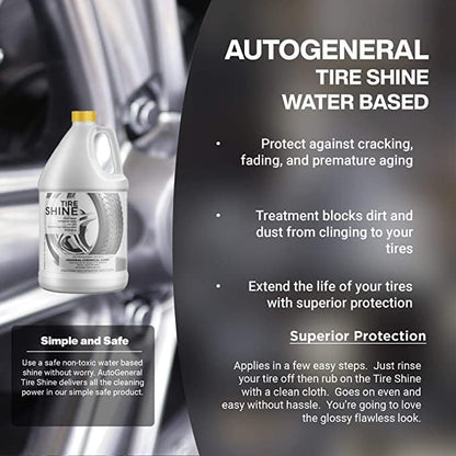 AutoGeneral - Tire Shine - Water-Based Cleaner - High-Gloss Tire Dressing - Protects Against Cracking, Fading and UV Effects - Industrial Strength - 5 Gallon Pail