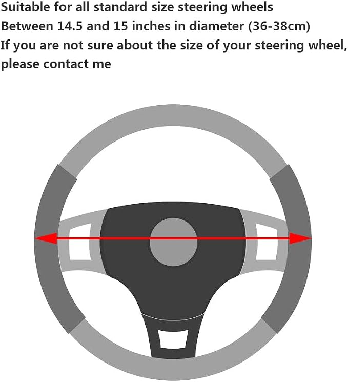 YHONGJT Cute Soft Microfiber Leather Anti-Slip Steering Wheel Cover, Universal 15 Inch for Women Girls, Fit Vehicles, Sedans, SUVs, Vans, Trucks - Black and White