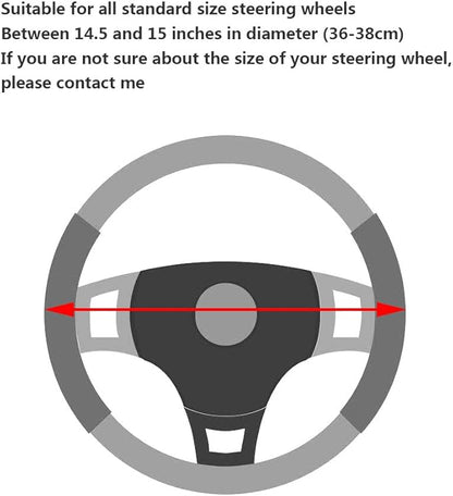 YHONGJT Soft Microfiber Leather Anti-Slip Car Steering Wheel Cover, Universal Fit 15 Inch for Women Girls, Fit Vehicles, Sedans, SUVS, Vans, Trucks - Black