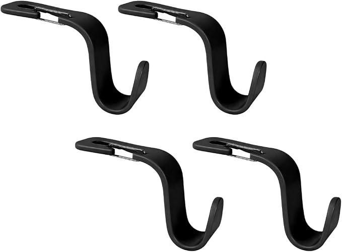 4PCS Car Seat Headrest Hook, Multi-Purpose Seat Back Hanger Purse Bag Handbag Organizer, Auto Interior Backseat Storage Hook Holder for Coat Hat Grocery Umbrella, Universal Fit (Black)