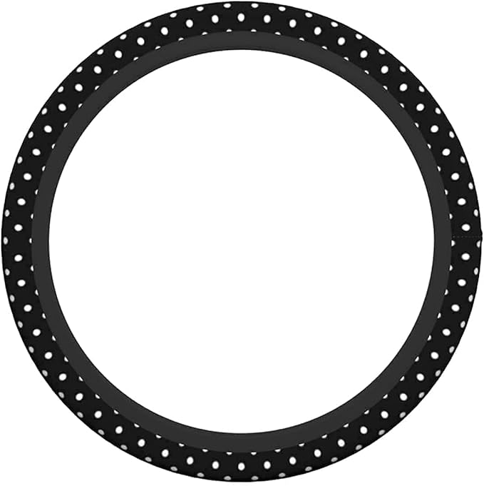 Black and White Polka Dot Steering Wheel Covers Non Slip Neoprene Steering Wheel Protector Universal 15 inch for Women Men