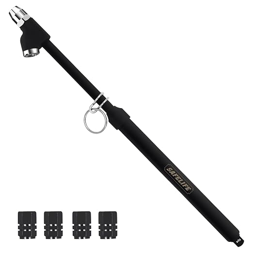 SAFELIFE Tire Pressure Gauge Heavy Duty Air Pressure Tire Gauge, Straight-on Foot Dual Head Chucks, Frosted Black, 10-150PSI 100-1000KPa for Semi Truck Car RV Van (1)