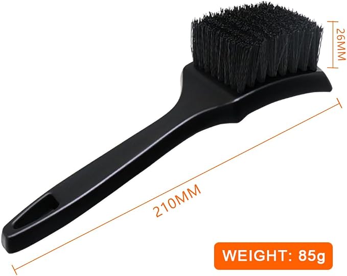 Carpet & Floor Mat Cleaning Brush - 2pcs Black Scrub Brush w/ Wheel Brush for Car Interior & Tires