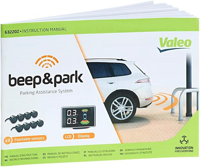 VALEO 632202 - Parking Assistance System - BeepandPark Kit: 8 Sensors + 1 LCD display - Front and Rear Installation