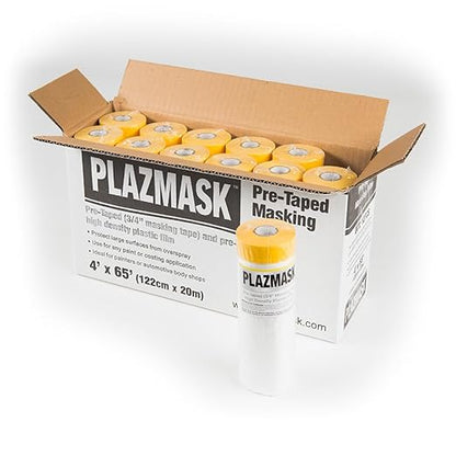 Pre-Taped Masking Film (4-Feet X 65-Feet, 12-Pack)