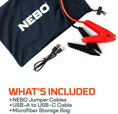 NEBO Assist 1000A Jump Starter | 1000 Peak Amps, Portable Battery Booster Pack for 12V Vehicles, Spark-Proof, USB-C Rechargeable Power Bank, LED Emergency Light, Compact 3-in-1 Roadside Kit