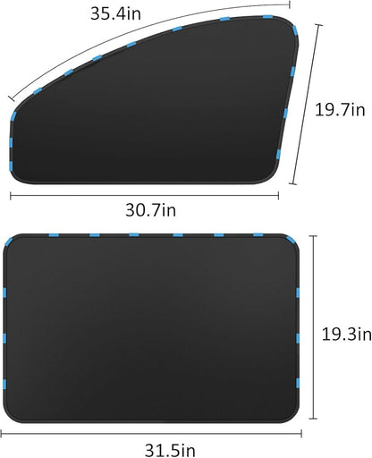 Car Curtains for Side Window - Thin Suede 4 Pcs Privacy Sun Shades Magnetic 100% Block Light Car Window Covers with Cooler Feeling (Thin, 4pcs)