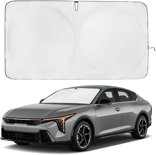 Windshield Sun Shade | Compatible for Kia K4 2025-Present | Certified 99.87% UVB & 99.02% UVA Car Sun Shade. Award Winning Sunshade - Patented Technology | Car Shades by Kinder Fluff