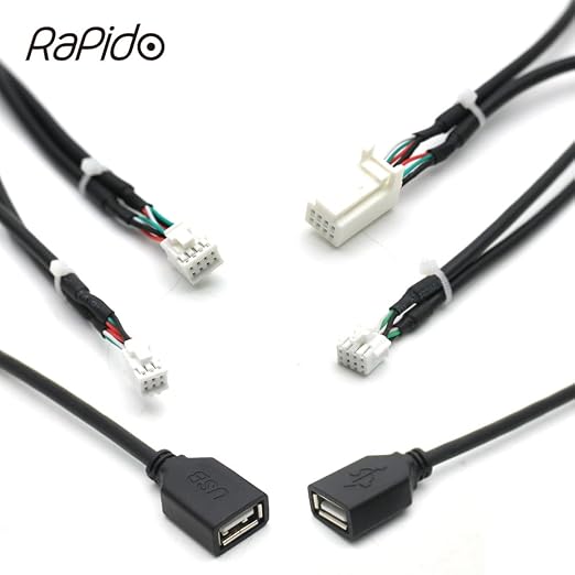 for Universal Dual USB Female Interface to 6 8 Pin PHB Wire Connect Cable Adapter for Car Multimedia Player Android Stereo Radio - (Color Name: 6Pin to 2 USB)
