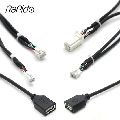 for Universal Dual USB Female Interface to 6 8 Pin PHB Wire Connect Cable Adapter for Car Multimedia Player Android Stereo Radio - (Color Name: 8Pin 1376352-1)
