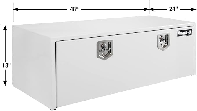 Buyers Products 1708410 White Steel Underbody Truck Tool Box, 18 x 24 x 48, Made in USA, 14 Ga Steel, Locking Stainless Latch, Weather-Resistant, Powder-Coated, Secure Storage for Work Trucks