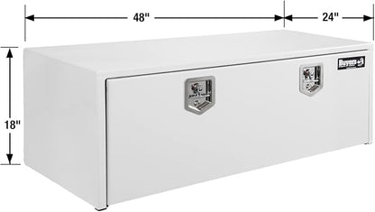 Buyers Products 1708410 White Steel Underbody Truck Tool Box, 18 x 24 x 48, Made in USA, 14 Ga Steel, Locking Stainless Latch, Weather-Resistant, Powder-Coated, Secure Storage for Work Trucks