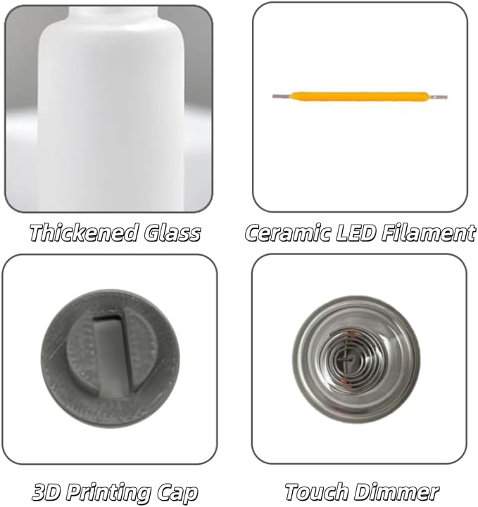 4PCS Dimmable Touch Control USB Light, Frosted Glass Night Lights, Glass Plug in USB Light Bulbs, Cute Interior Car Lights, Retro Led Ambient Lighting, Small Mood Lamp for Bedroom, Hallway, Nursery