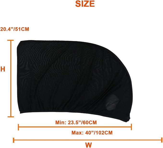 2Pack Front Car Window Screen Mesh Cover up to 40", Sunshade Anti-UV Rays, Privacy Shade Car Camping Net for Ventilation