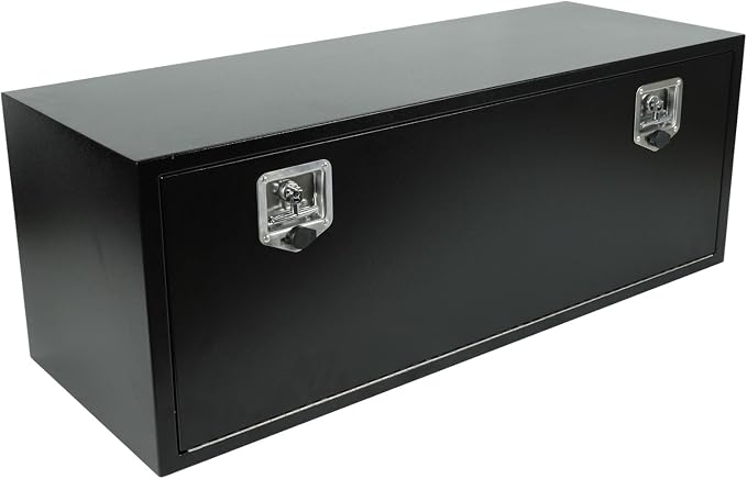 48"X18"X18" Underbody Utility Tool Box Black Heavy Duty Steel Trailer Box Pick Up Truck Toolboxes Storage Organizer w/Lock & Keys