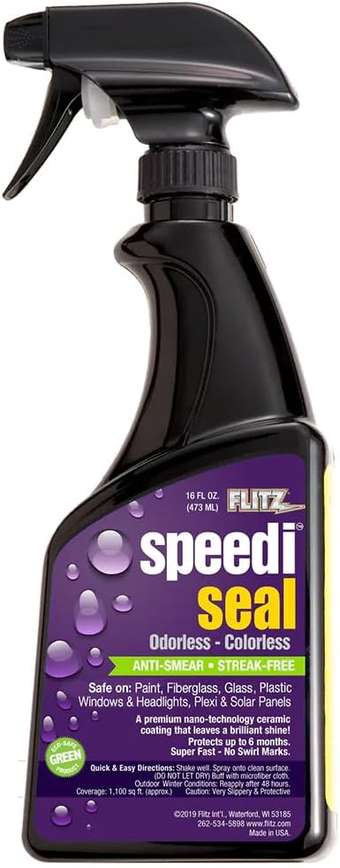Flitz Speedi Seal - 16oz Bottle of USA-Made Ceramic Coating for Cars to Polish & Protect for Up to 6 Months - Works on Paint, Fiberglass, & More - Streak-Free Ceramic Spray Sealant (1 Pack)