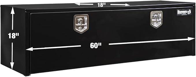 Buyers Products 1702315 Black Steel Underbody Truck Tool Box – 18 x 18 x 60 Inch - Truck Bed & Underbelly RV Storage Box, Locking T-Latch, Weather-Resistant, Heavy-Duty Flatbed Job Box, Made in USA