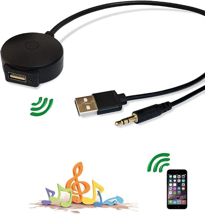 Bluetooth Adapter Compatible with Mini Cooper BMW Car Apple Android Phone Music AUX 3.5 Wireless Cable Capable Devices