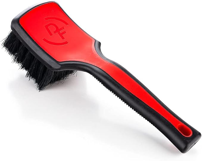 Detail Factory - ProGrip Interior Scrub Brush - Soft Bristles - Rubber Grip for Maximum Stability and Comfort - Curved Head Profile for Better Clearance - Red