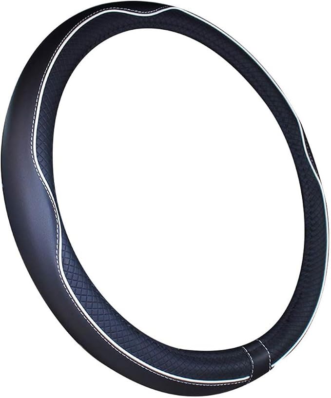 Mayco Bell Small Size Steering Wheel Cover Anti-Slip,Safety,Soft,Breathable,Durable,Full Surround,Comfortable Grip Microfiber Leather (14-14.25 inch, Black White)