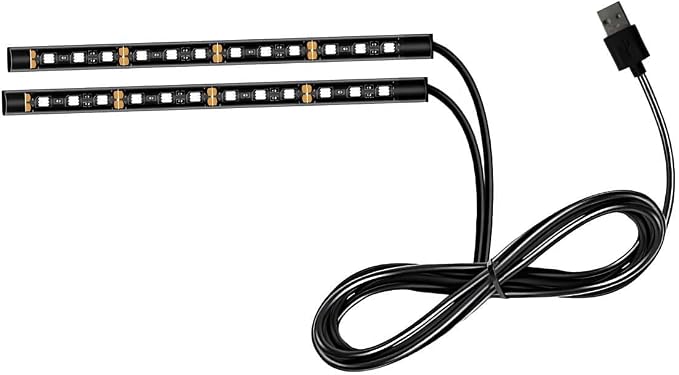 Ohleats Car LED Strip Light, 24 LED RGB Auto Interior Atmosphere Lights, USB Vehicle Under Dash Ambient Night Light Strip, Interior Decorative Lamp Lighting Kit Car Accessories (Ice Blue)