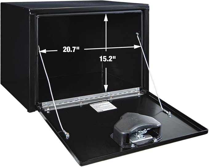 Buyers Products 1702300 Black Steel Underbody Truck Tool Box – 18 x 18 x 24 Inch - Truck Bed & Underbelly RV Storage Box, Locking T-Latch, Weather-Resistant, Heavy-Duty Flatbed Job Box, Made in USA